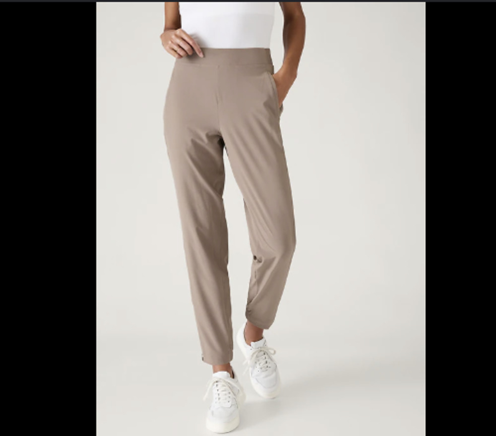 Athleta Brooklyn Heights Jogger Taupe Pyrite Brown Pockets Lounge Comfy Size 16